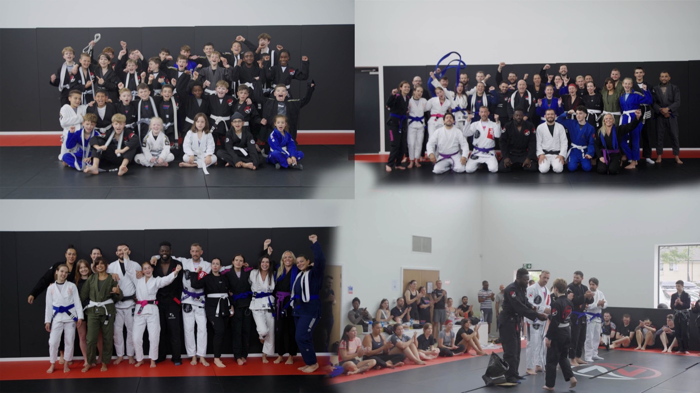 Students receiving new belts at the Zilla grading ceremony