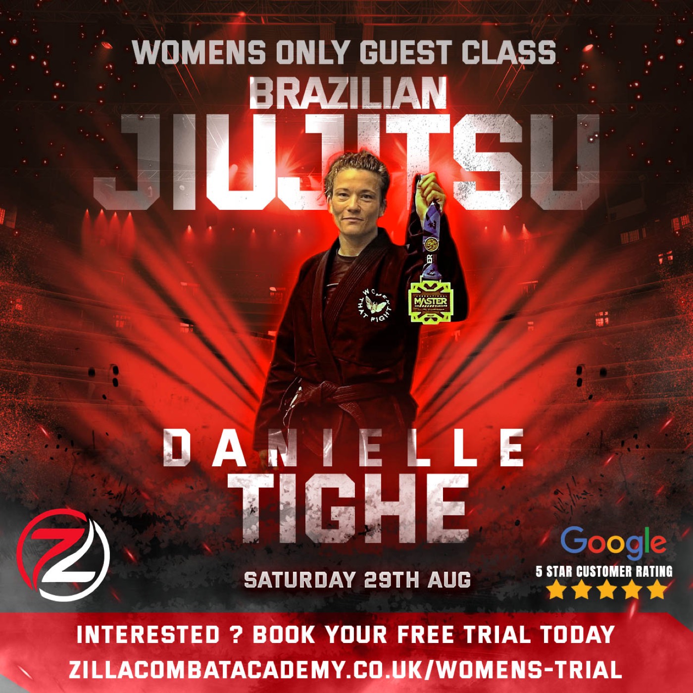 Promotional graphic for the Danielle Tighe women's only masterclass